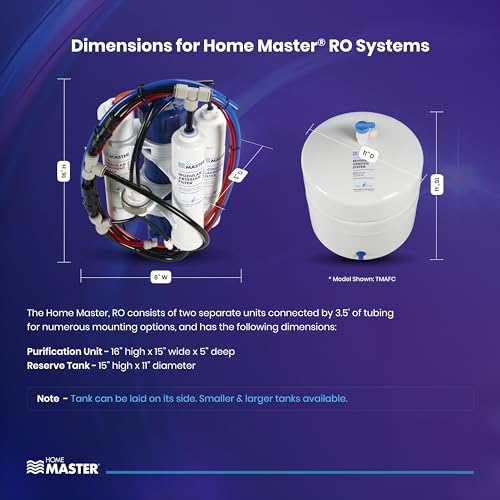 Home Master TMAFC-ERP Artesian Full Contact Reverse Osmosis System, 7-Stages, Patented 2-Pass Alkaline Remineralization, Fast 4.5s Fill Rate, 1:1 Waste Ratio, 8.5” Catalytic Carbon, 5-Yr Limited Parts