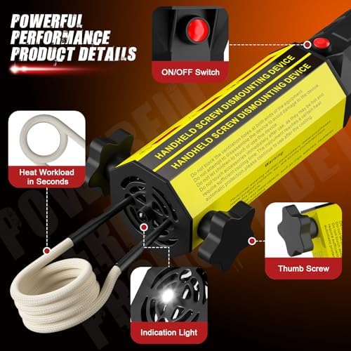 Magnetic Induction Heater Kit, 1000W 110V Hand Held Heater for Rusty Screw Removing, Automotive Flameless Heater with 4 Coils and Portable Storage Box