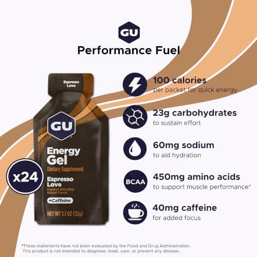 GU Energy, Original Energy Gels, Espresso Love - 24 Count