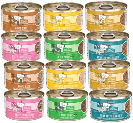 Weruva Cats in The Kitchen 6 Flavor Variety Pack of 12 Cans, 6oz | Grain-Free Wet Canned Cat Food