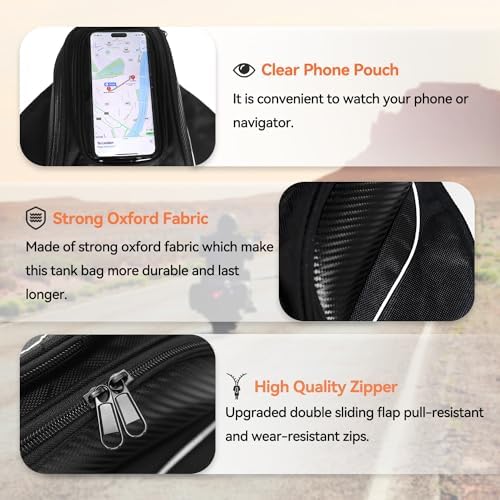 Dracarys Motorcycle Tank Bag - Oxford Saddle Black Motorbike Bag - Strong Magnetic Bag for Honda Yamaha Suzuki Kawasaki Harley