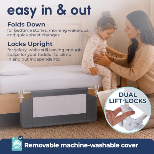 Hiccapop Convertible Crib Bed Rail for Toddlers, Crib Rail Guard, White