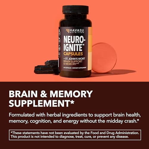 NeuroIGNITE Nootropic Brain Supplement for Memory and Focus, 30 Count | Vegan, Non-GMO Nootropic with Bacopa, Ginkgo Biloba, St. John's Wort for Cognitive Health and Mental Clarity, 30 Servings