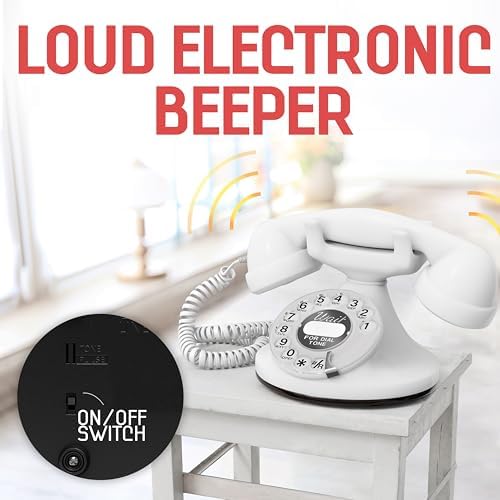 Opis FunkyFon Cable: A Vintage Landline Telephone, The Retro Phone Green for Home, and Old Fashioned Telephones in red