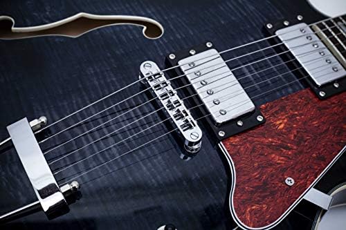 GROTE Jazz Electric Guitar Semi-Hollow Body Trapeze Tailpiece Bridge Guitar Gig Bag (RED)