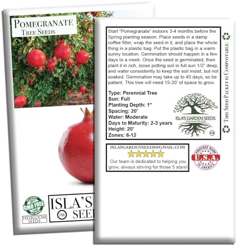 Pomegranate Tree Seeds (Punica granatum) – 30+ Non-GMO Fruit Tree Seeds for Planting, Beautiful Ornamental Tree with Sweet Edible Fruit
