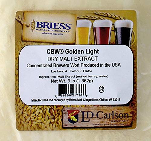 Briess-1E-HKKA-3YTM Light Dry Malt Extract 3lbs for Home Brewing,Beige