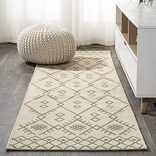 JONATHAN Y Boho Moroccan Indoor Outdoor Area Rug 3X5 Ivory/Navy, Casual for Backyard, Patio, Porch, Easy-Cleaning, High Traffic, Pet-Friendly