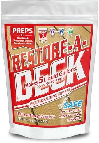 Restore-A-Deck Wood & Deck Cleaner – Cleans Gray, Dirty & Weathered Exterior Surfaces Before Staining – Deck Restoration Cleaner for Wood Decks