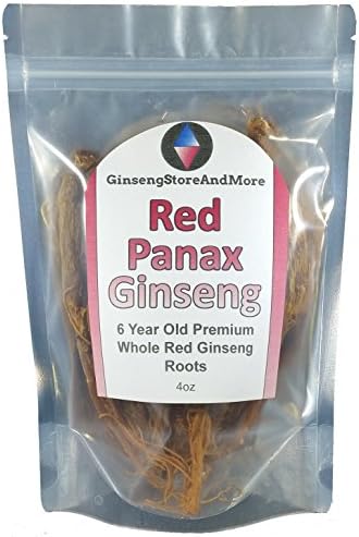 Red Panax Ginseng 1-16oz | 6 Year Old Whole Roots | Korean Red Ginseng | Premium Grade, Very Large | High Ginsenosides for Energy