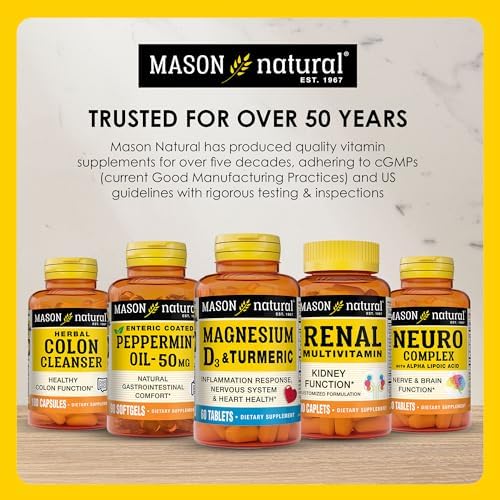 MASON NATURAL Niacin 500 mg Flush-Free, Supports Heart Health, Nervous System & Energy Production, 60 Capsules