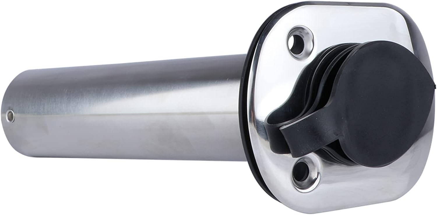 Hoffen 2Pcs Boat Stainless Steel Fishing Rod Holder Flush Mount 15/30/90 Degree with PVC Cap,Inner Tube and Gasket