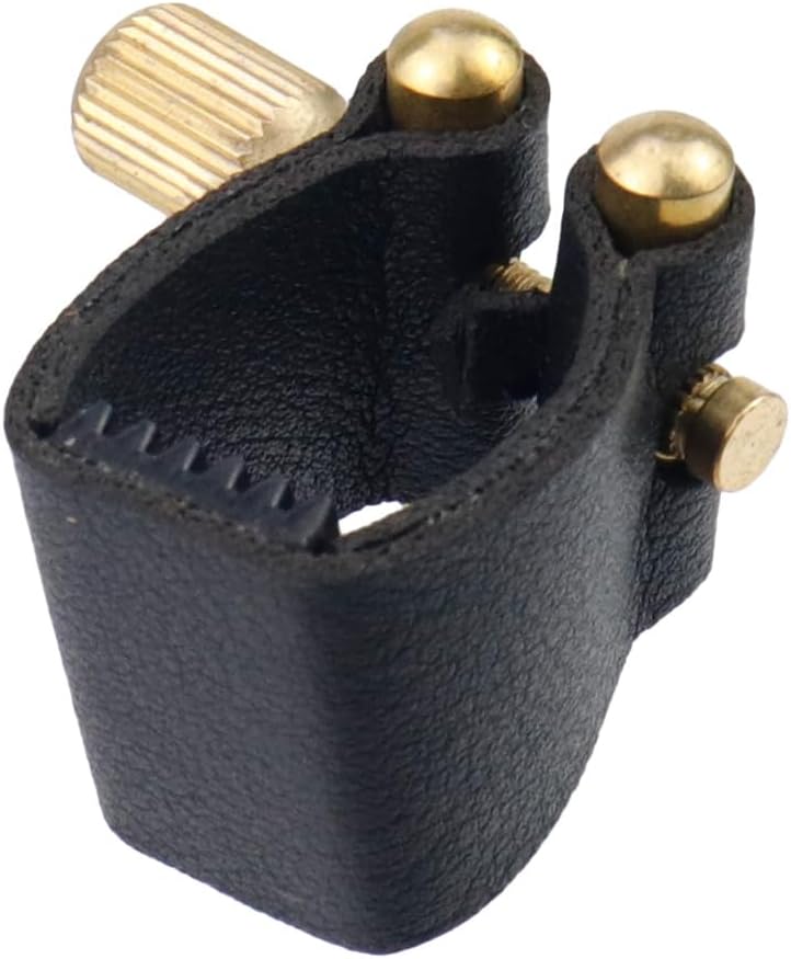Soprano Saxophone Ligature Black Leather Ligature Fastener | Adjustable Screw, Sax Mouthpiece Ligature Fastener