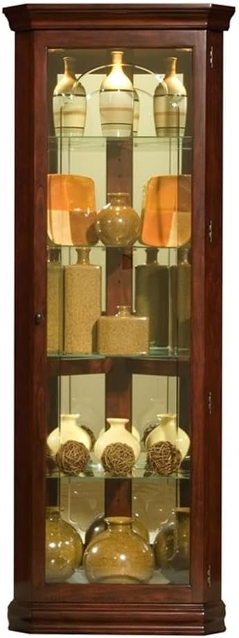 Pulaski Furniture Wood Framed 4 Shelf Corner Curio Cabinet in Cherry Brown