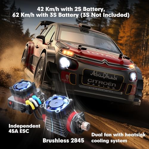 MJX Hyper GO 14303 1/14 Citroen C3 Fast RC Cars for Adults, Max 40mph Brushless RC Drift Car with Gyro, 4WD RTR High Speed RC Rally Car