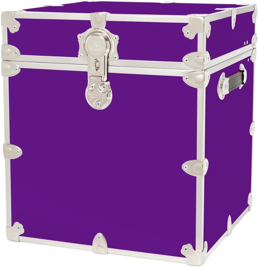 Rhino Classic Cube Trunk, College Dorm Footlocker & Home Storage End Table | 18"L x 18"W x 20"H, 1500+ lb Capacity, Baltic Birch Plywood, Nickel Plated Steel, Durable, Office Storage, Dorm Room