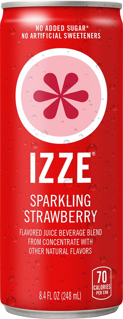 IZZE Sparkling Water Juice Beverage Blend, Pineapple, No Sugar Added, 8.4 FL OZ, 24 Cans