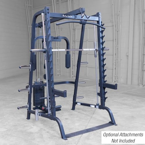 Body-Solid Precise 7° Angle Smith Machine Home Gym - Strength Training Equipment with Adjustable Safeties, Squat Rack Cage