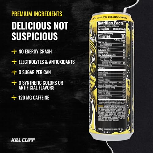 Kill Cliff Energy Drink - Sugar Free - Smashing Citrus 12 oz 12 Pack