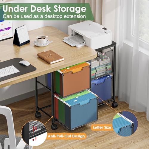 Sbanmao 4 Drawer Lateral File Cabinet, Mobile Filing Cabinet