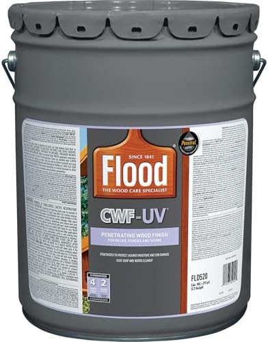 Flood CWF-UV 5 gal Honey Gold Transparent Exterior Wood Stain & Sealer | Oil-Based Penetrating Deck, Fence & Siding Stain, Water Repellent UV