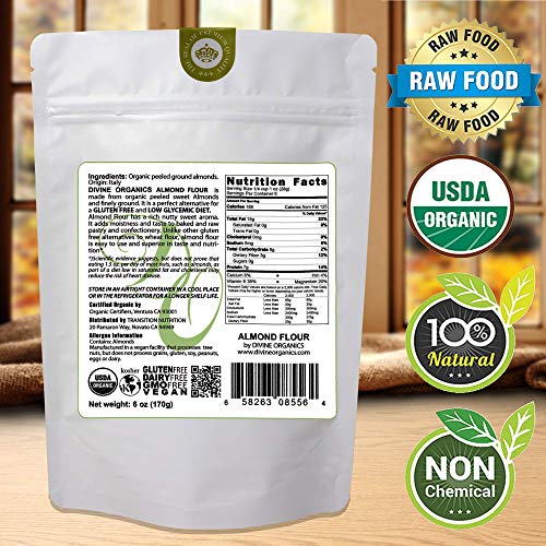 6 oz Organic Almond Flour Powdered Gluten Free Low Glycemic Non-GMO by Divine Organics
