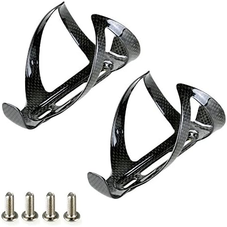 Black Carbon Fiber Lightweight Bicycle Water Bottle Cage for Cycling-2 Pack | 0.8 Oz/p, for 2.91-3.54" Diameter Bottles, Bottle Cage for Cycling