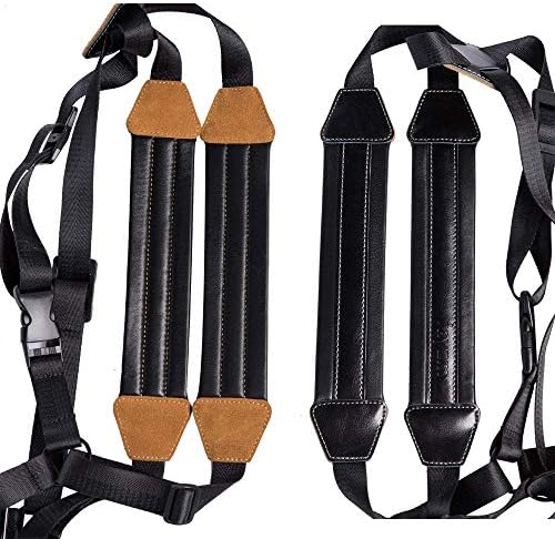 Rayzm Sax Strap,Universal Double Shoulder Leather Strap for Sax,Adjustable Padded Harness Strap for Alto Tenor Baritone Sax