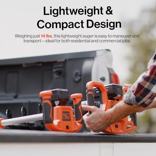 SuperHandy Earth Auger Power Head w/Steel 6"x30" Bit Ultra Duty Eco-Friendly Electric Cordless Lithium-Ion Battery & Charger for Earth
