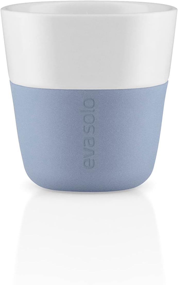 Eva Solo | 2 Lungo Tumbler Mugs | 8 oz Porcelain Coffee Cup Tumblers with Silicone-coated Grip | Danish Design, Functionality & Quality | Black