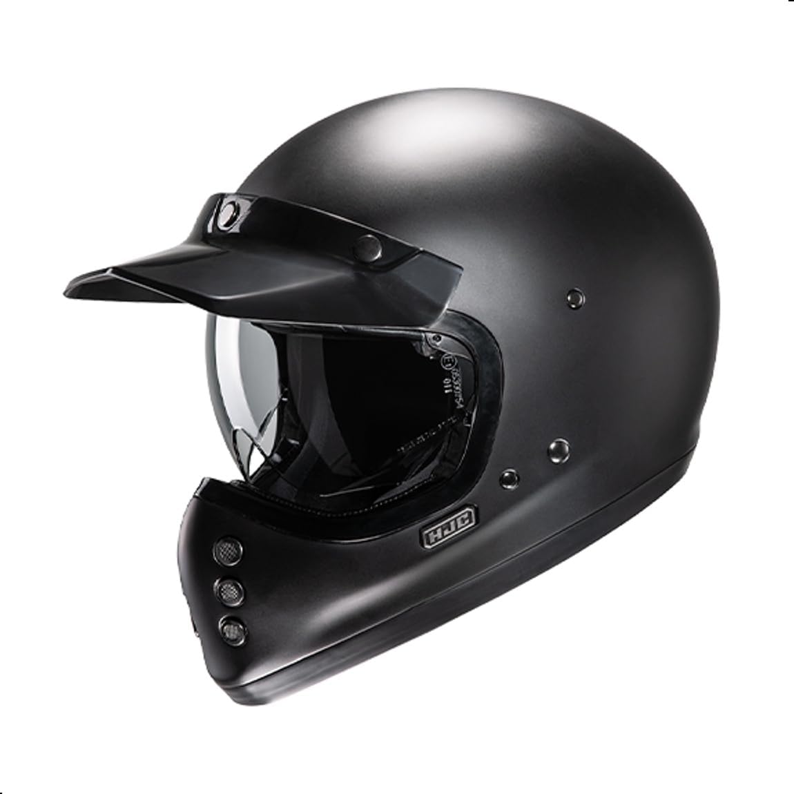 HJC V60 Solid Off-Road Motorcycle Helmet with IS-10 Internal Visor, DOT Approved (Semi Flat Black, X-Small)