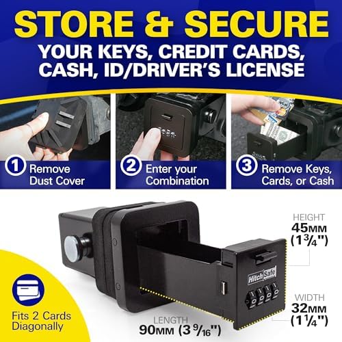 HS7000 Key Vault | Hidden Trailer Hitch Safe for Secure Key Storage | CarShare Turo | Weather Resistant and Durable with 4-Digit Combination Lock
