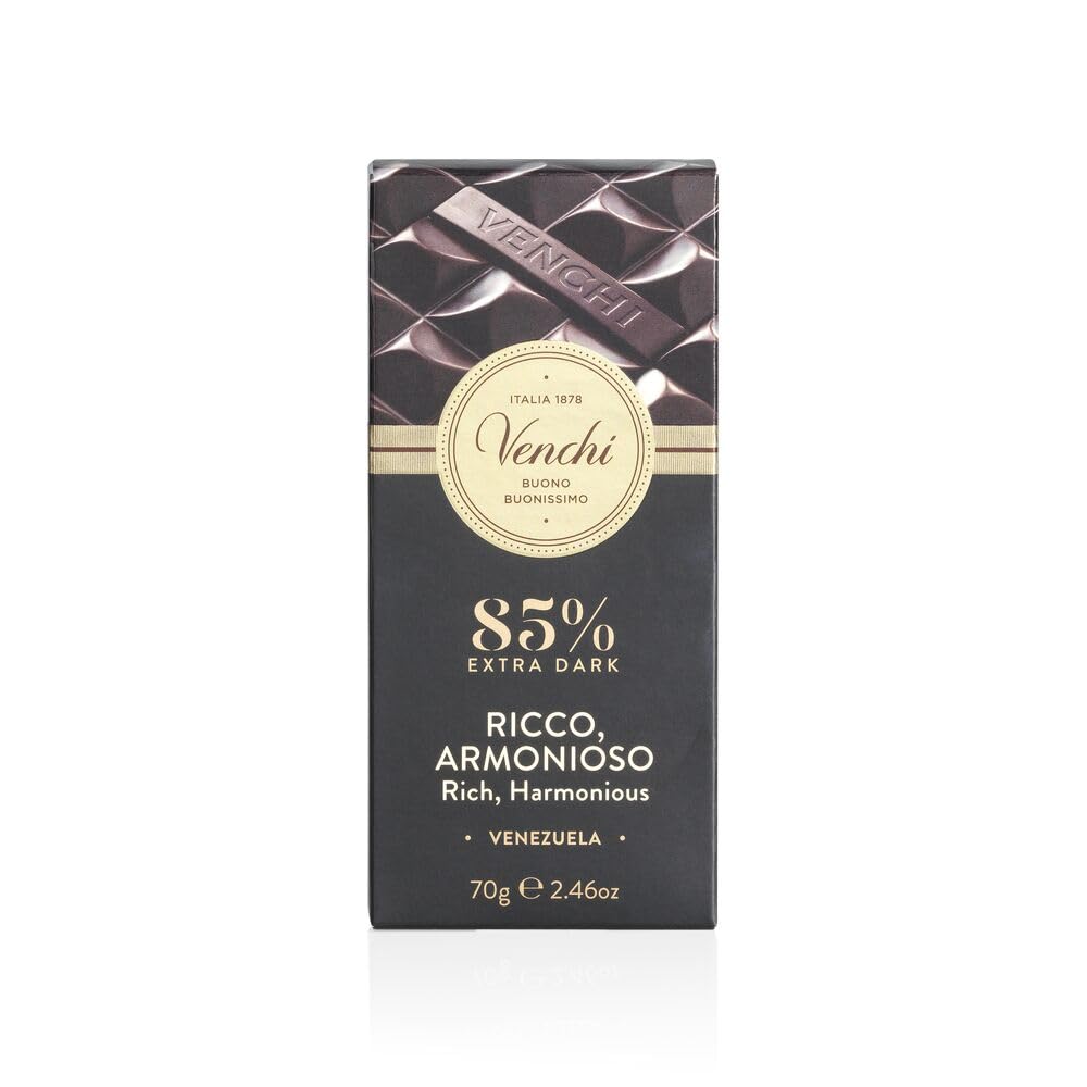 Venchi - Venezuelan Cocoa Blend - 85% Dark Chocolate Bar, 2.46oz - Single Origin Premium Fine Chocolate - Naturally Gluten Free - Vegan