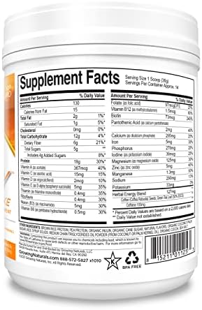 Growing Naturals Organic Rice Protein Powder - 15g Plant Protein, 2.8G BCAA - Low-Carb, Low-Sugar, Non-GMO - Vanilla Blast, 2 Pound (Pack of 1)