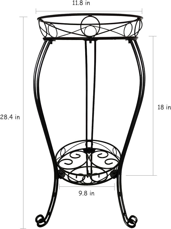 TREEZITEK 11.8 inches Diameter Tall Metal Plant Stand for Indoor or Outdoor, Heavy Duty Flower Pot Stand Rack Holds Big Heavy Plants
