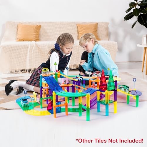 PicassoTiles Race Track Add-On Railway Magnetic Tiles STEM Construction Toy