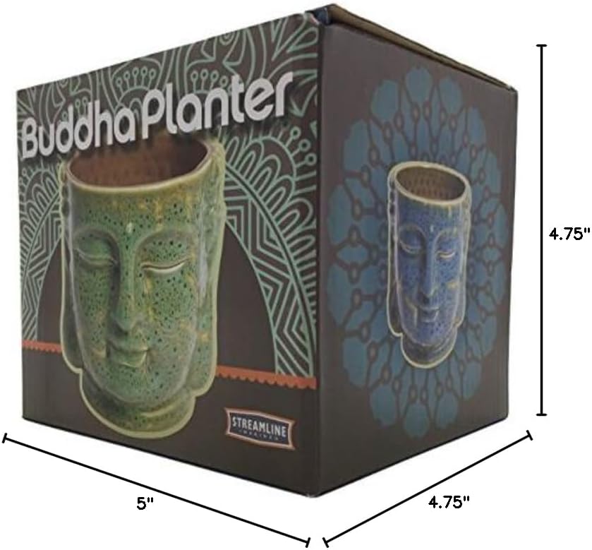 Streamline Imagined Buddha Head Ceramic Planter Pot
