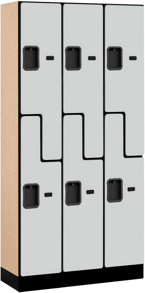 Salsbury Industries Double Tier 'S' Style Designer Wood Locker, Mahogany, 5' 3" x 15"