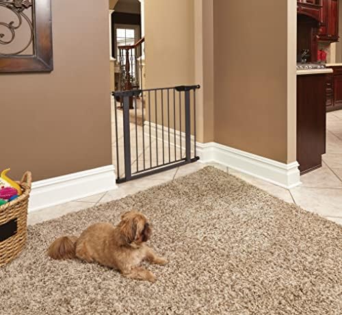 Midwest Homes 39-Inch Steel Walk-Thru Dog Gate, Expands to 38" | Pressure Mounted, Expands 29.5"- 38" Wide, Auto-Close Door, Spring-Loaded Latch, Includes Two 3" Extensions