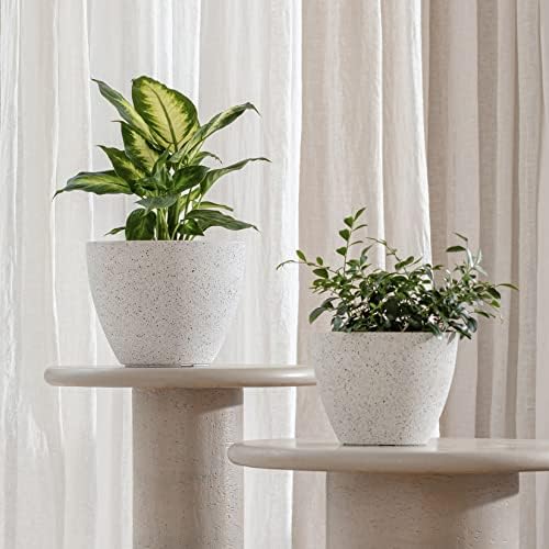 LA JOLIE MUSE Planter Pots, Indoor Outdoor Flower Pot, 8.6+7.5 Inch 2 Pack