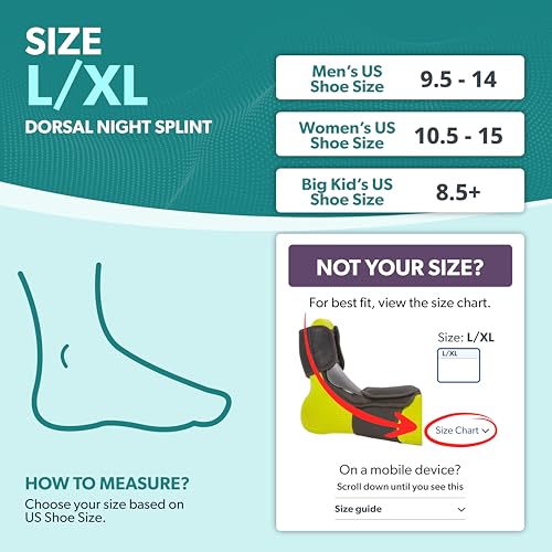 BraceAbility Dorsal Night Splint | Plantar Fasciitis Pain Relief, Foot Drop Brace for Sleeping, and Achilles Tendon Stretcher Boot for Nighttime Ankle Dorsiflexion (L/XL)
