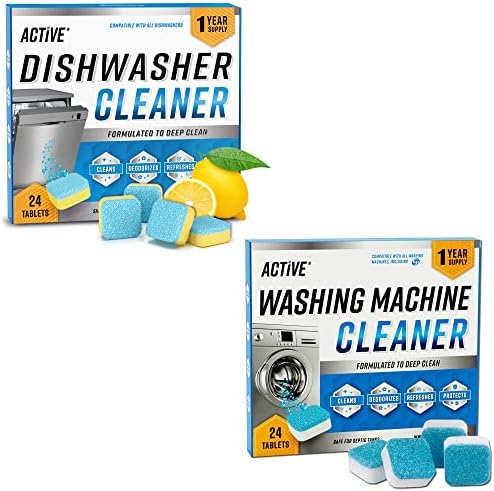 Washing Machine Cleaner Descaler 24 Pack - Deep Cleaning Tablets For HE Front Loader & Top Load Washer, Septic Safe Eco-Friendly Deodorizer