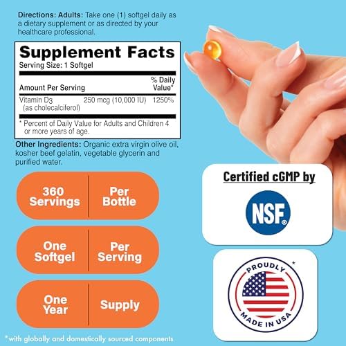 Health Thru Nutrition Vitamin D3 2000iu - 50 mcg 365 Mini Softgels | Vitamin D Supplement as Cholecalciferol | Immune Health Support | 3rd Party Tested | Non-GMO USP Grade in Organic EVOO
