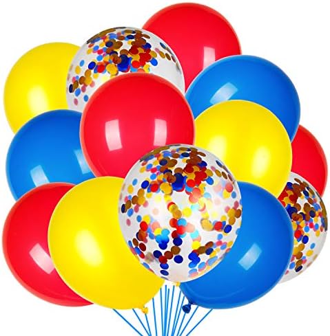 JOYYPOP 80 PCS Red White Blue Balloons 12 in with Confetti for 4th of July