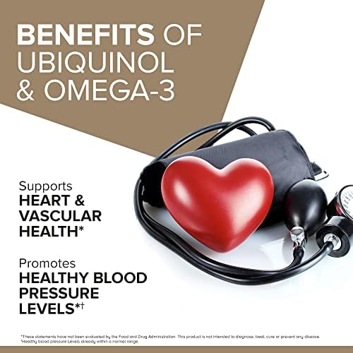 Qunol Ubiquinol 200mg + Omega-3 250mg, Extra Strength Antioxidant, 90ct | #1 Cardiologist Recommended Supplement for Heart Health