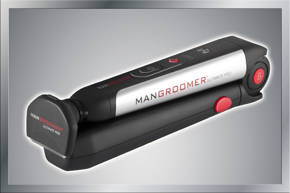 MANGROOMER Ultimate Pro Back Shaver with 2 Shock Absorber Flex Heads, Black and Red, 1 Count