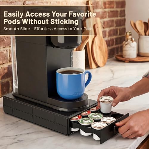 EVERIE Coffee Pod Organizer Drawer for Keurig K-Cup Pods, Holds 18 Pods - Compact, Easy-Access Design with Smooth Glide