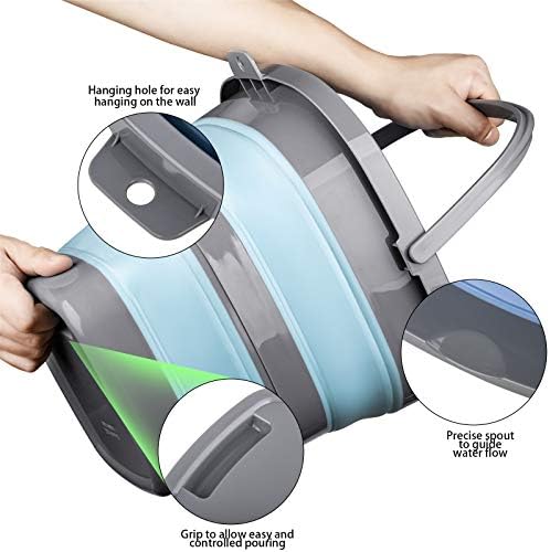 2 Pack Collapsible Plastic Bucket with 2.6 Gallon (10L) Each, Foldable Rectangular Tub for House Cleaning