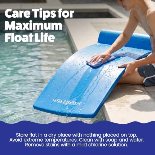 TRC Recreation Ultra Sunsation 2.5” Thick Vinyl Coated Foam Swimming Pool Float Mat Adult Lounger with Built-in Roll Pillow
