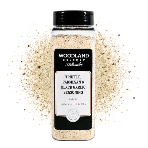 Truffle Parmesan & Black Garlic Seasoning, 18 oz – Gourmet Finishing Cheese Blend with Black Truffle Salt & Fermented Black Garlic, by Woodland Gourmet